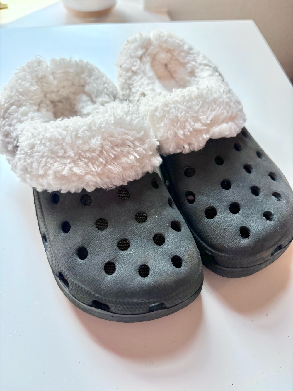 Kids Cozy Lined Clog Slip-Ons in Black and White